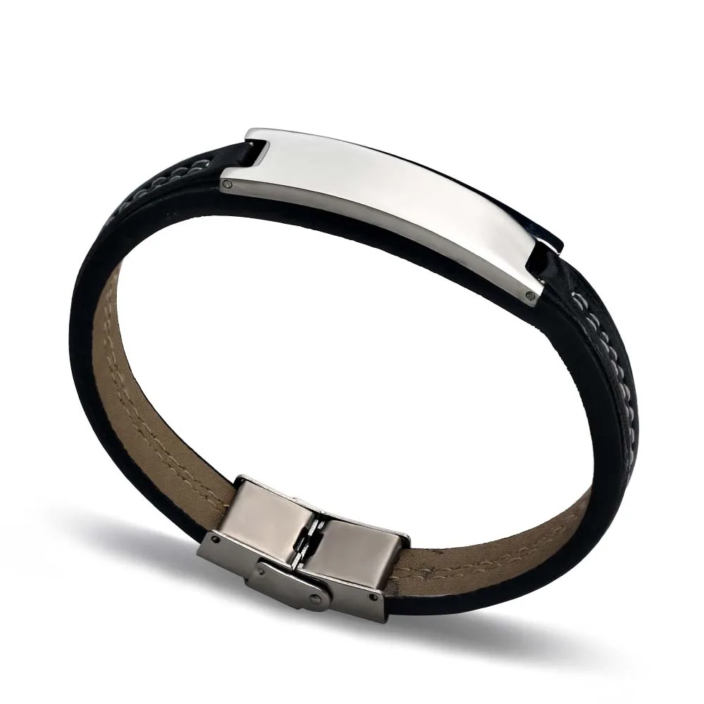 2018 LiuJun Silicone Men's Bracelets Unique Cutting Smooth Design Adjustable solid Stainless Steel Jewelry Accessories bileklik |