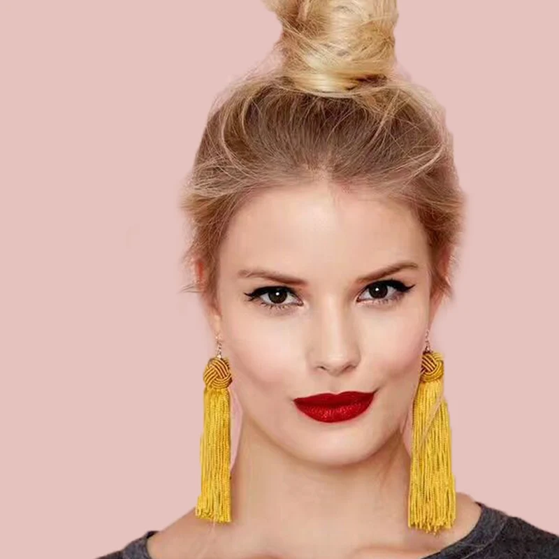 Сережки с кисточками Boho для женщин 2018 длинные висячие богемные серьги подвески