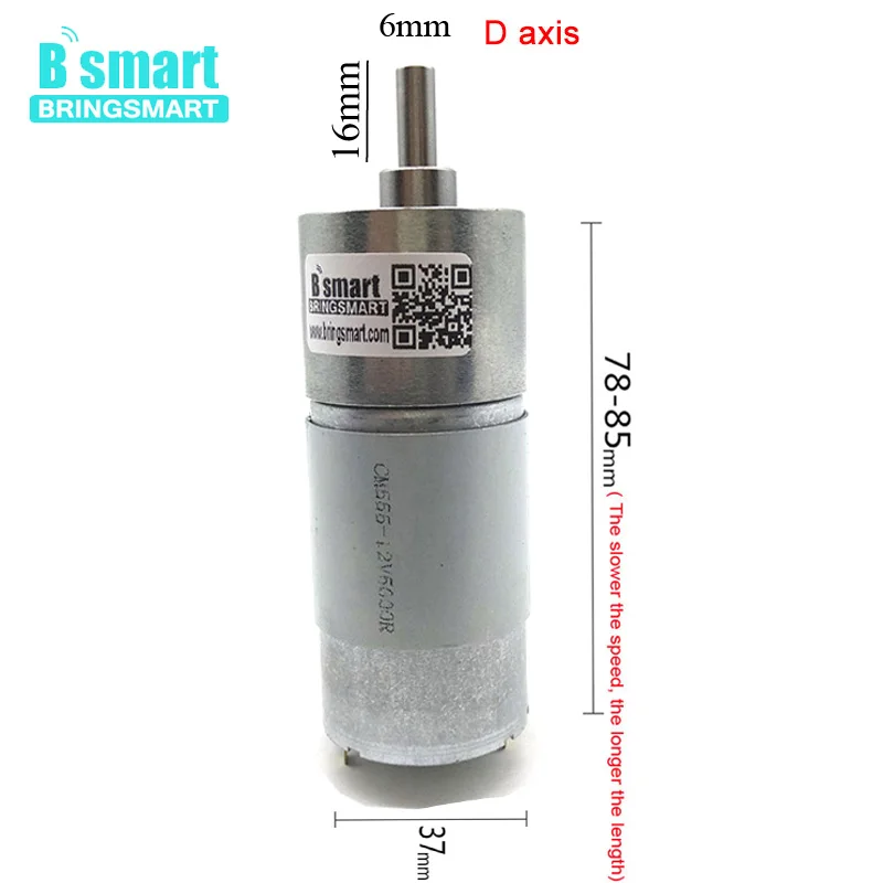 

Bringsmart 37GB555 Gear Reduction Motor 12v Mini Electric Gearbox Motor 24v All Metal Gears Reversible Motor Reducer High Torque