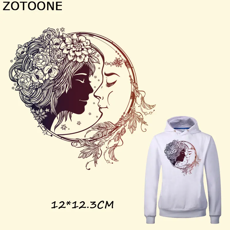 ZOTOONE красивые Луна Любовник Цветок Круглые патчи для одежды A level стираемые