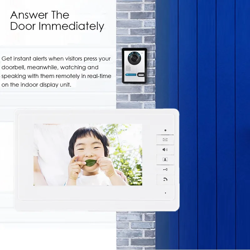 7 "аудио домофон TFT ЖК дисплей проводной видео Visual с связью открытый дверной - Фото №1