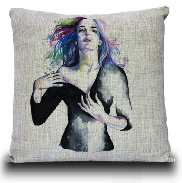 Акварельная Сексуальная Женская Подушка эскиз милая девочка Звезда Наволочка