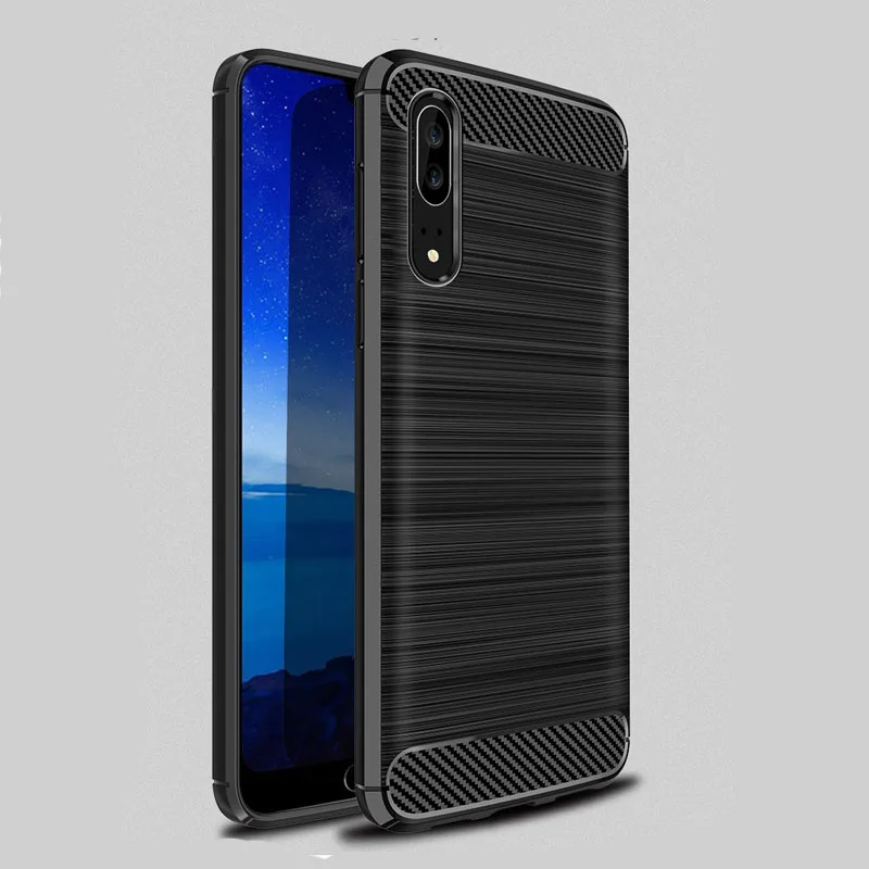 Чехол для huawei P20 крышка из углеродного волокна Защита мягкий силиконовый задняя