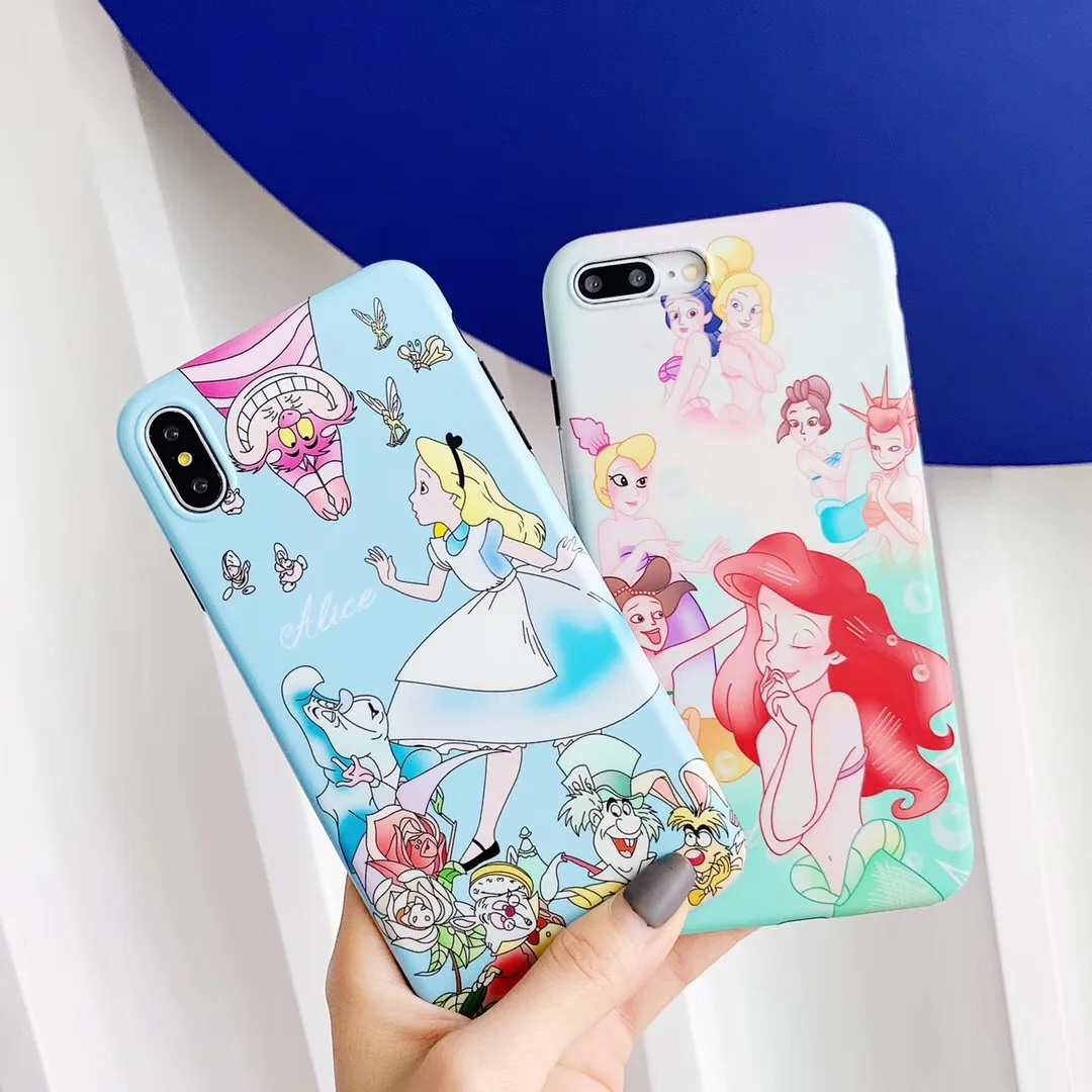 Принцесса Русалка милый мультфильм аниме чехол для iPhone 6 6s 7 8 Plus X XS MAX XR Алиса скраб