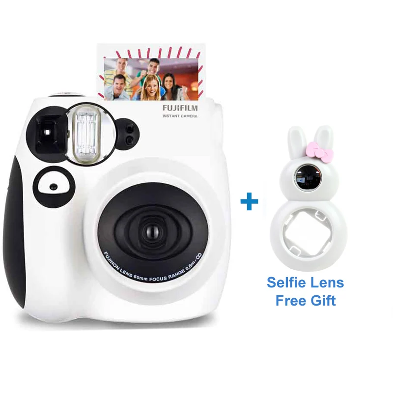 Оригинальная фотопленка Fujifilm Instax Mini 7s для мгновенной фотосъемки, принимается пленка Fuji Instax Mini, селфи-объектив в подарок - Цвет: Black and RabbitLens
