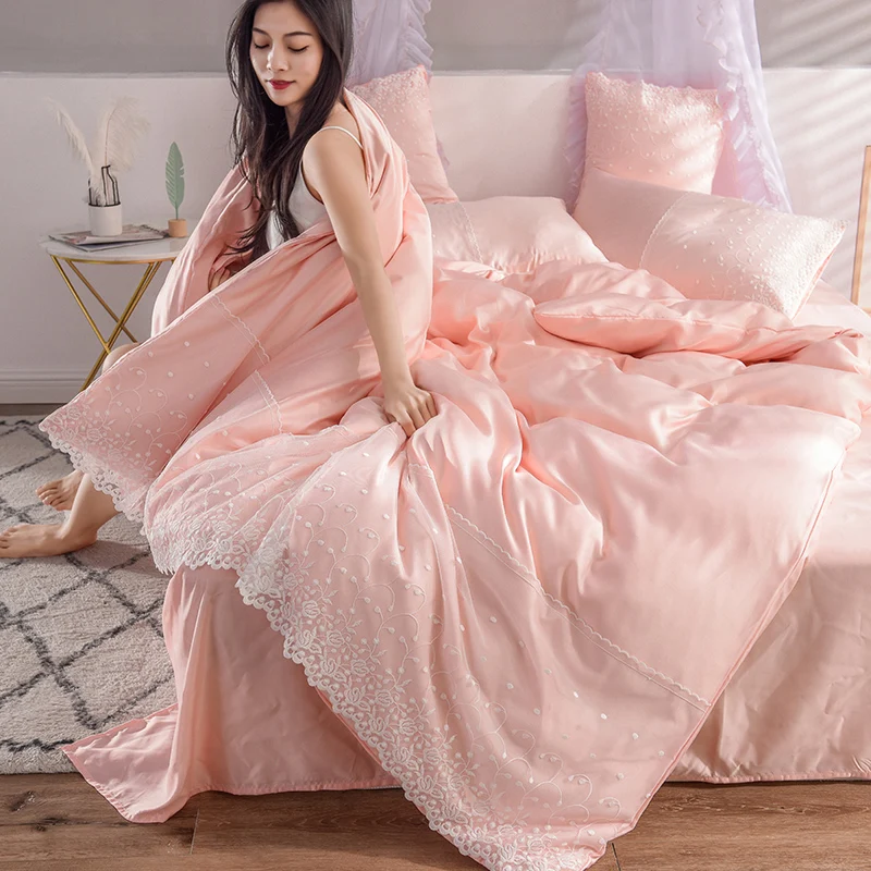 Атласные шелковые постельные принадлежности 4 шт. Пододеяльник Простыня