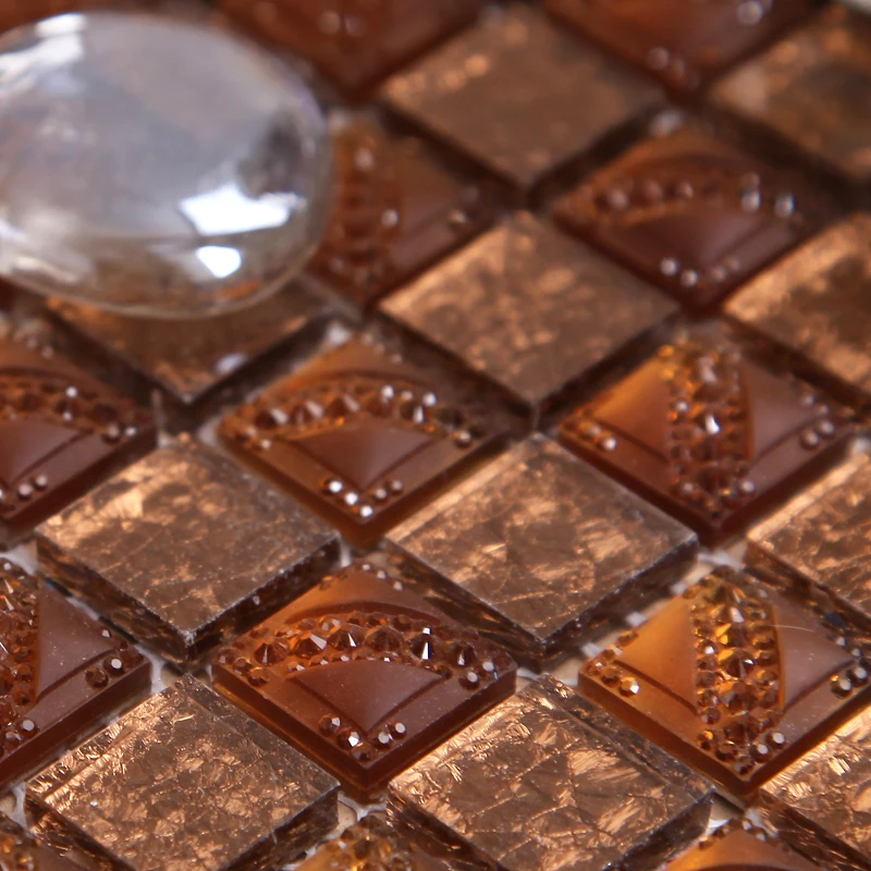 Hot Yi Ding mirror glass mosaic tile checkerboard backdrop + tea foil interior resin 1.5 |
