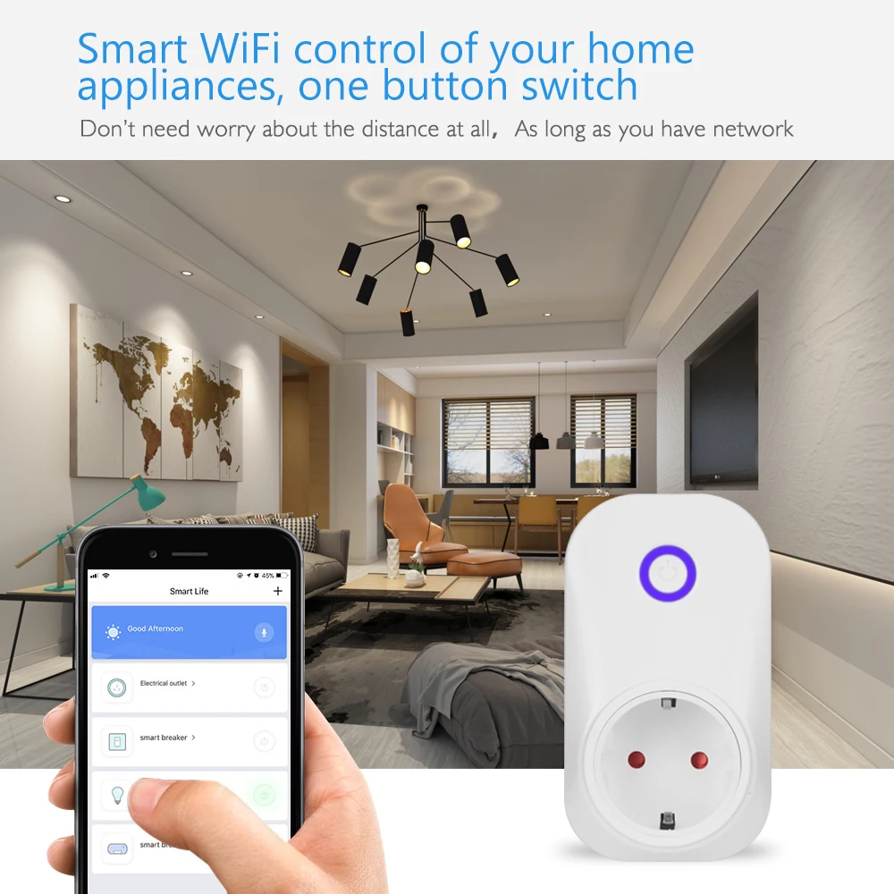 eMylo Smart Socket WIFI Power Outlet 90-250V Plug Light Switch Remote Control For Life Google Home | Обустройство дома
