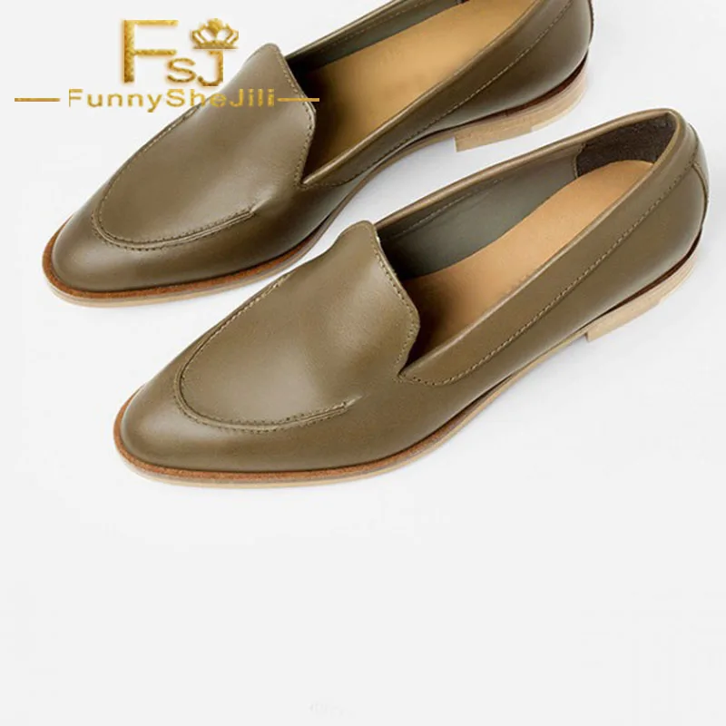 

Brown Vintage Pointy Toe Flat Loafers for Women US Size 3-15 Spring Autumn Children's Day Cyber Monday Fashion FSJ Sexy Elegant