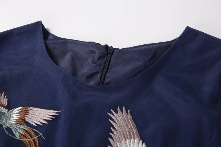 Free Shipping 2018 High End Royal Blue O Neck Sheer Long Sleeves Embroidery Women Dresses Evening Party Dress Vestidos | Женская одежда