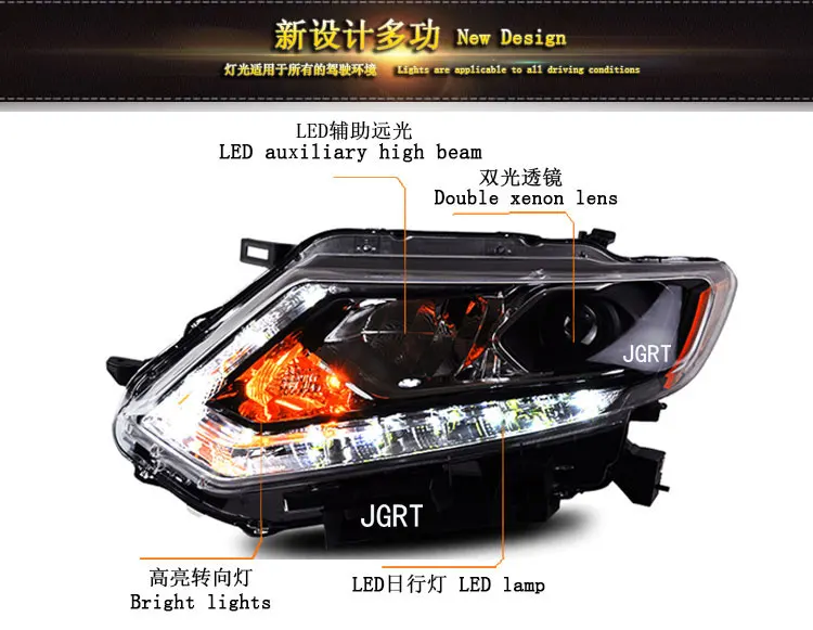 Автомобильный Стайлинг фар в сборе- для Nissan X-Trail douleu Angel Eye светодиодный DRL Объектив двойной луч H7 H7 hid комплект с 2 шт