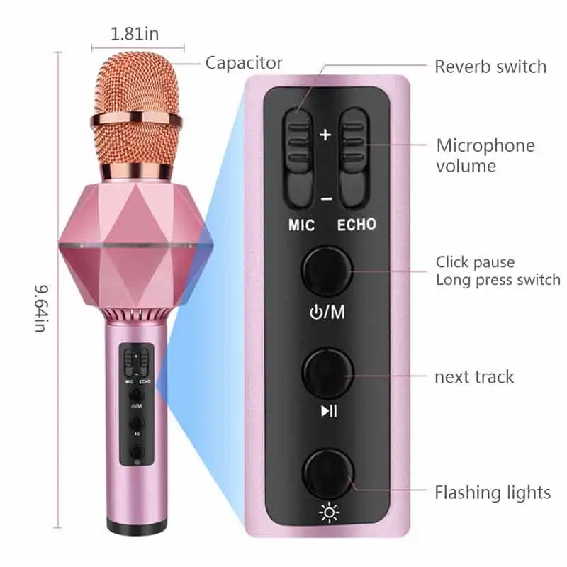 K7 караоке с конденсатором и Bluetooth беспроводной микрофон металла Кара ОК Музыка