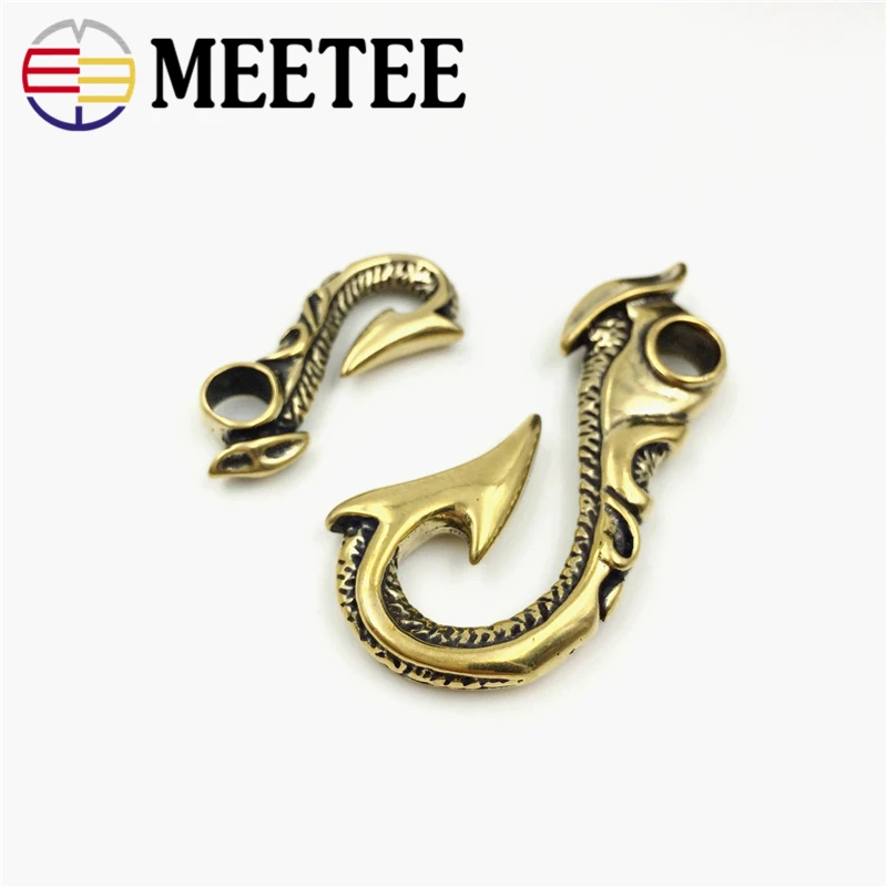 Медные пряжки Крючки Meetee из твердой латуни 2 шт. s образная застежка брелок с