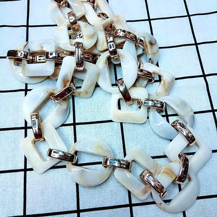 beige square 20 шт./лот, акриловые цепочки и ожерелья, связанные с сумкой цепочки, аксессуары, женские Украшения, самодельные детали, очки, цепочки, компоненты, N082-83 - Цвет: beige square