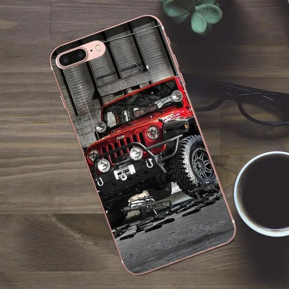 Мягкий рисунок розовый красный Jeep Wrangler Suv Sport для Apple iPhone 4 4S 5 5C SE 6 6S 7 8 Plus X Galaxy A3 A5 J1 J2