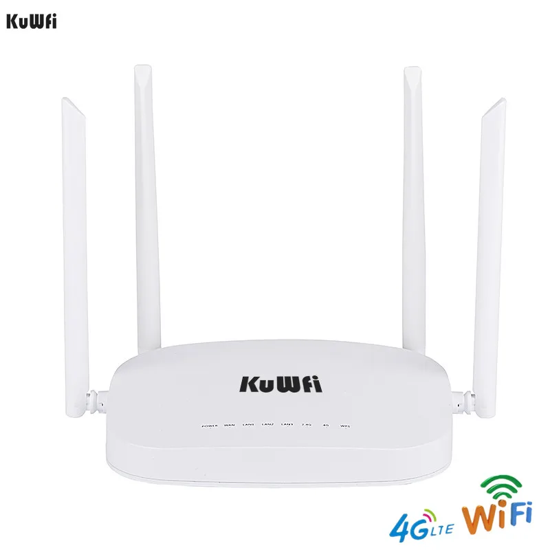 

Маршрутизатор KuWfi 3G/4G CPE LTE, Беспроводной Wi-Fi роутер 300 Мбит/с, 4 внешних антенны, поддержка 4G-LAN-устройств