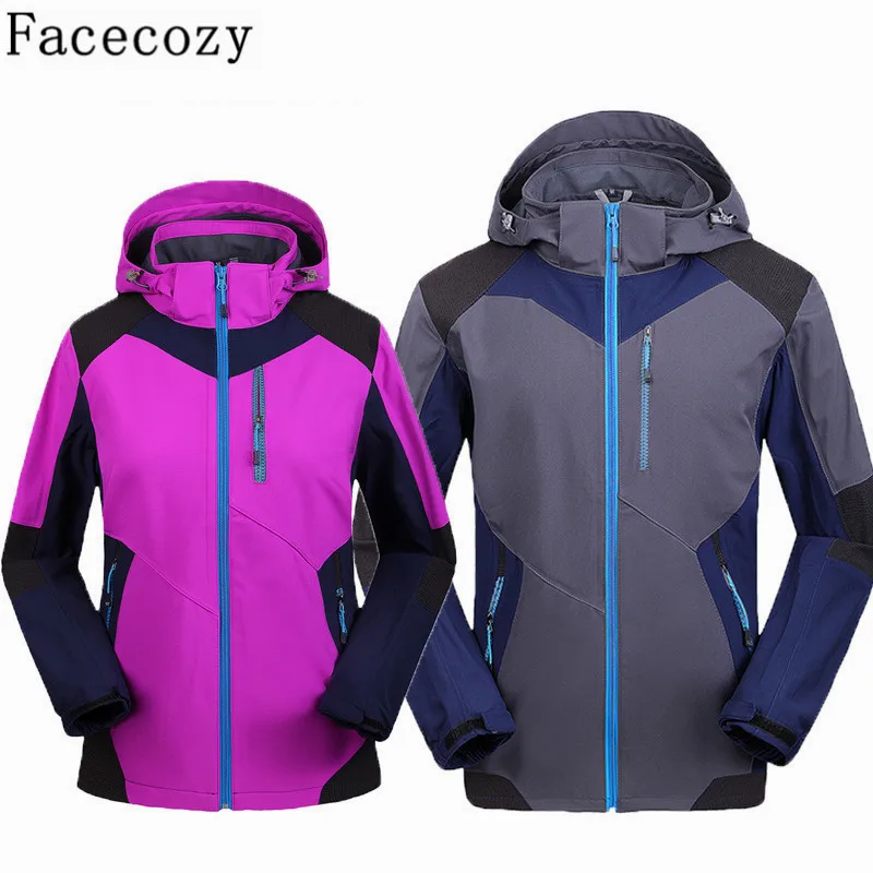 Facecozy Женская и мужская зимняя уличная с капюшоном Лоскутная флисовая куртка для