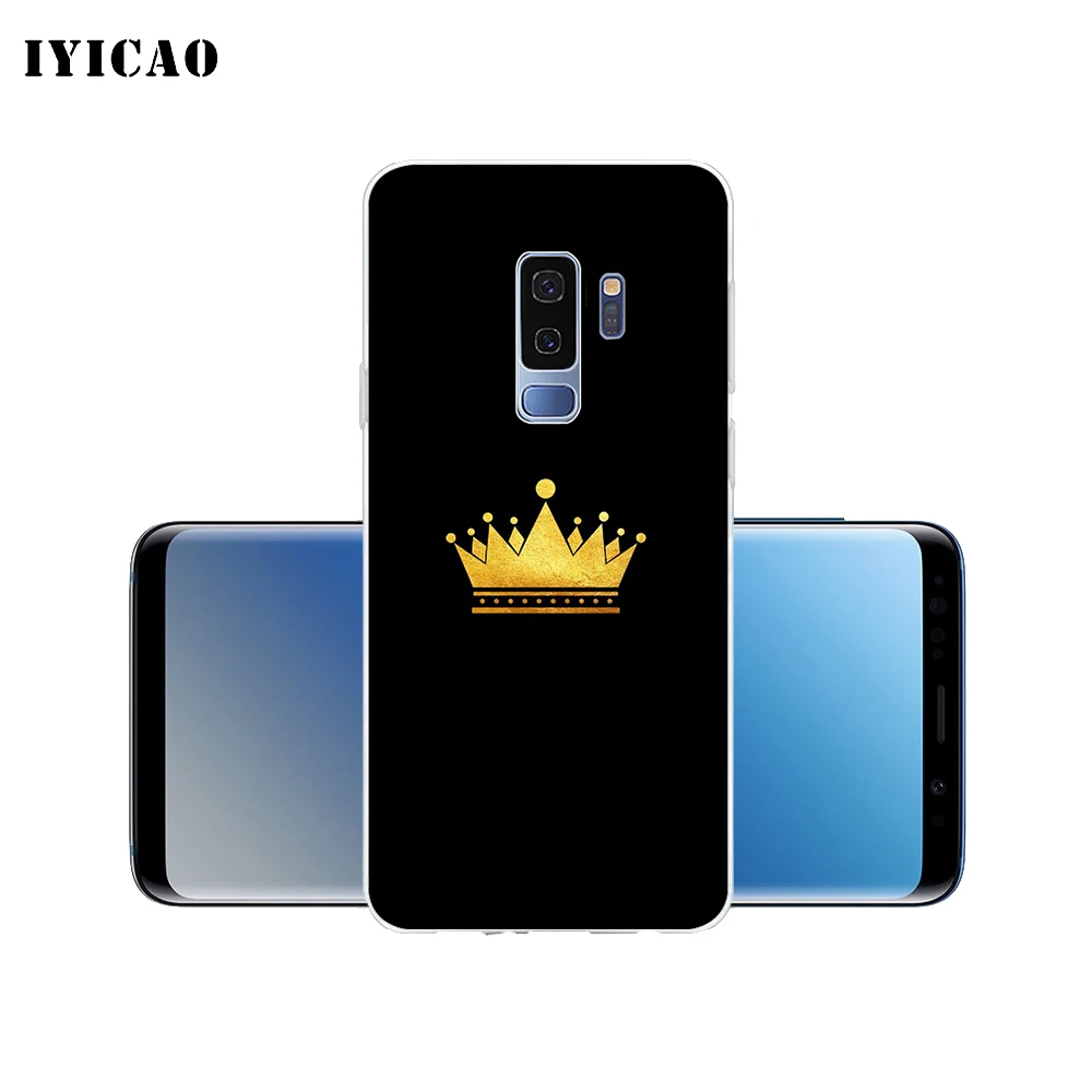 IYICAO King Queen Crown Мягкий силиконовый чехол для телефона Samsung Galaxy S10e S10 S9 S8 Plus S7 Edge TPU