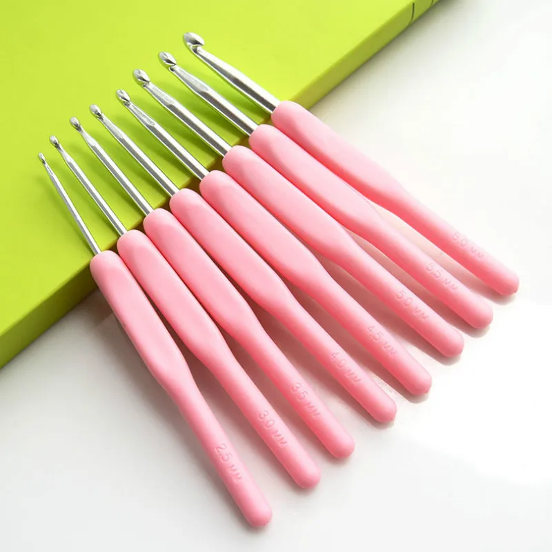Набор спиц для вязания крючком из мягкого силикона 8 шт.|aluminium crochet hook set|aluminium