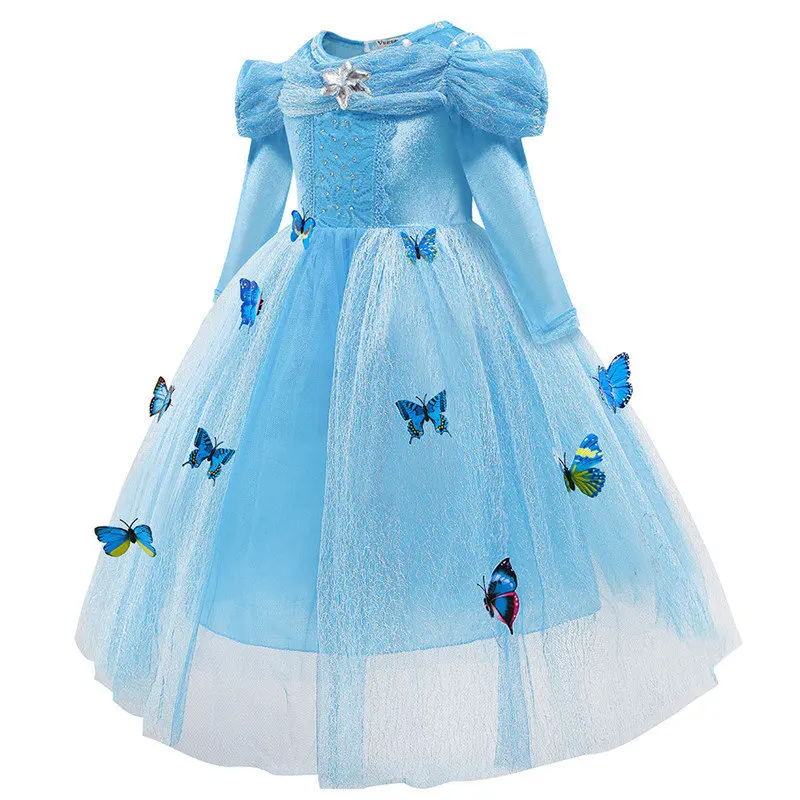 Disney Snow романтичное платье мультфильм сплошного цвета принцесса взрыв детское с