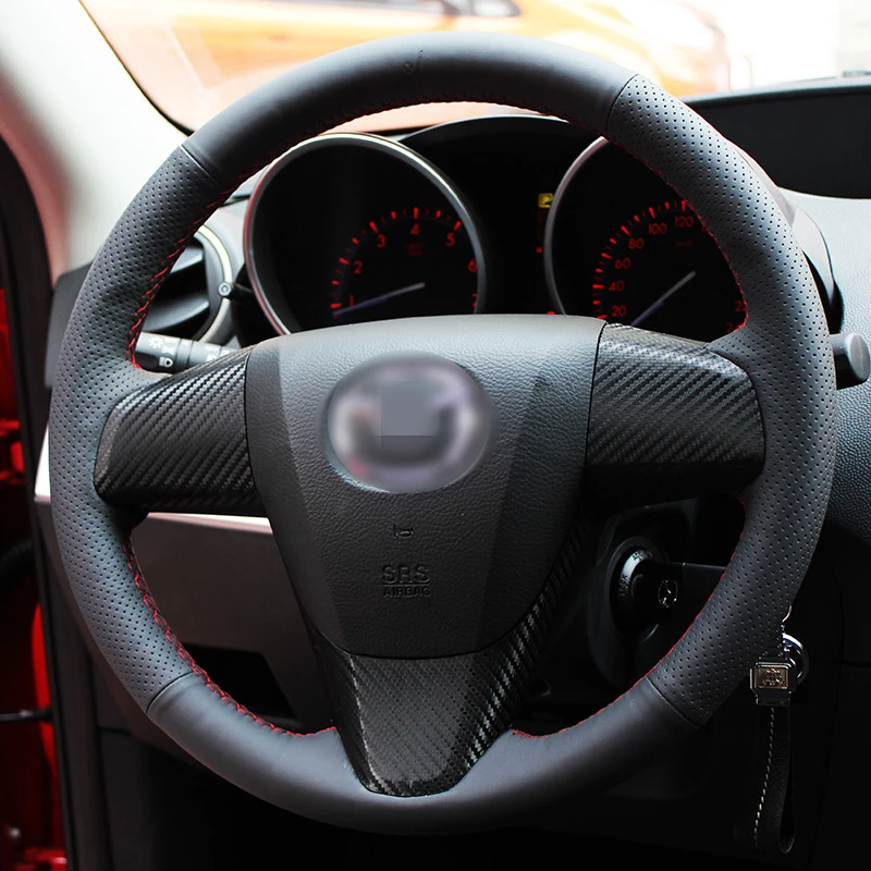 Чехол на руль BANNIS прошитый вручную черный кожаный чехол для Mazda 3 CX7 2011-2013 |