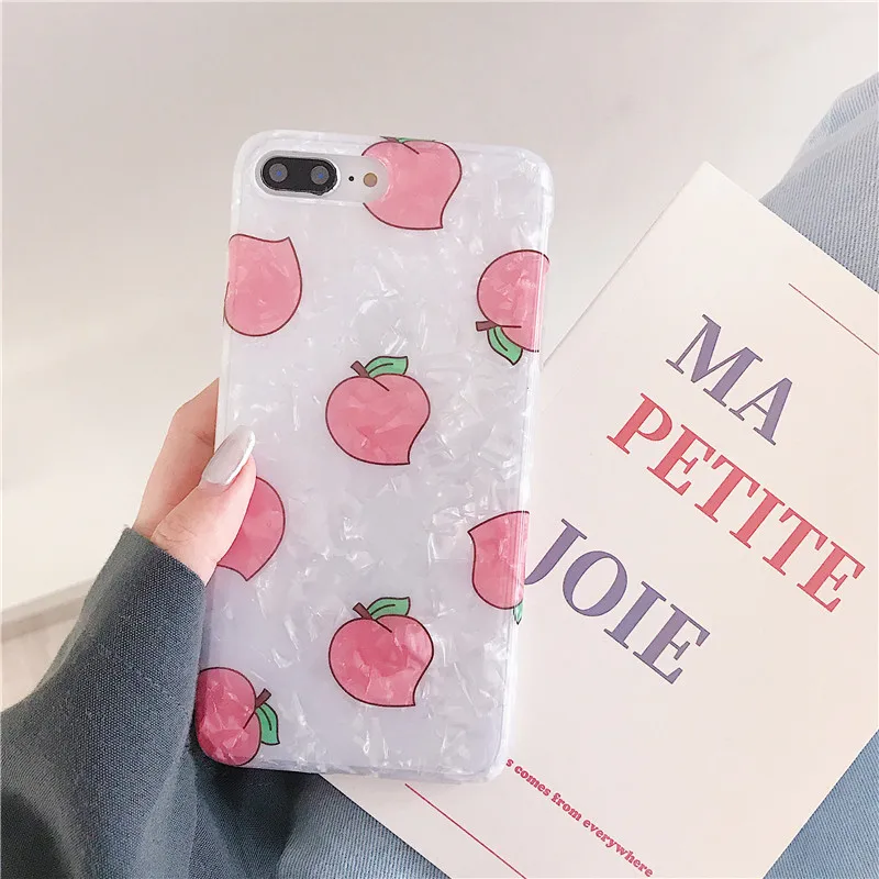 FLYKYLIN Peach Oranges Lemon Case For iphone 6 S X XS Max XR 6S 7 8 Plus Coque Cartoon Conch Shell Cover Soft IMD Silicone Capa |