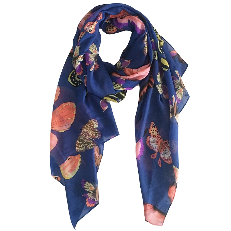 

2019 Lightweight New Fashion Women Lady Winter Classic Butterfly Print Shawls Chiffon Super Long Large Scarf 200*70 cm