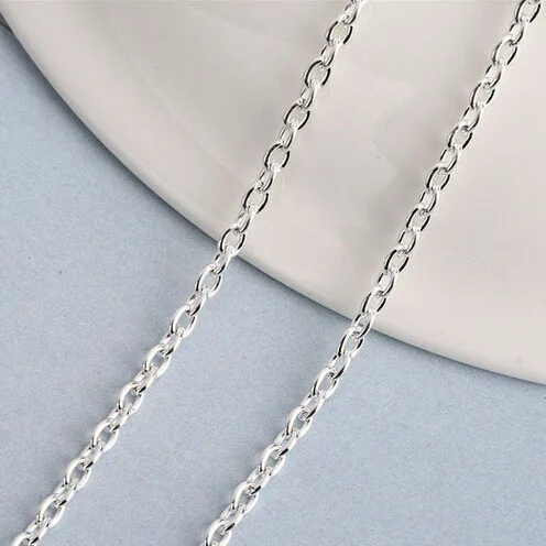 Silver 10 м/лот, ширина 2 мм/2,5 мм, металлические звенья цепи Rolo, оптом, золото, серебро, цвет, ожерелье, браслет цепь для изготовления ювелирных изделий - Цвет: Silver