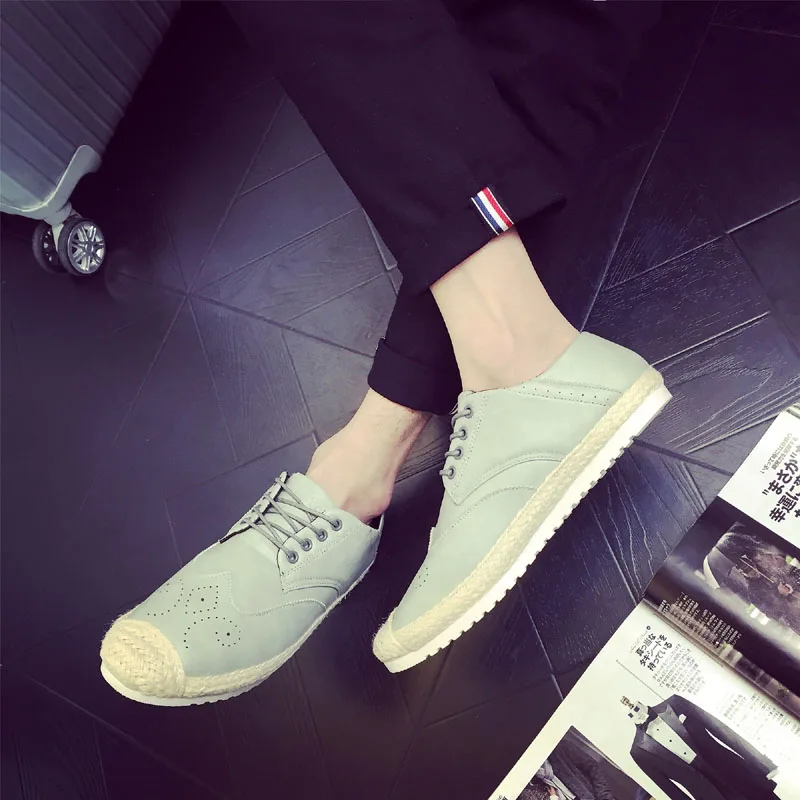 2016 carved breathable natural linen fashion straw braid the end of casual shoes male | Обувь
