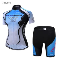 teleyi team ropa ciclismo team quick dry sports clothing girls short sleeve cycling jersey bib shorts set