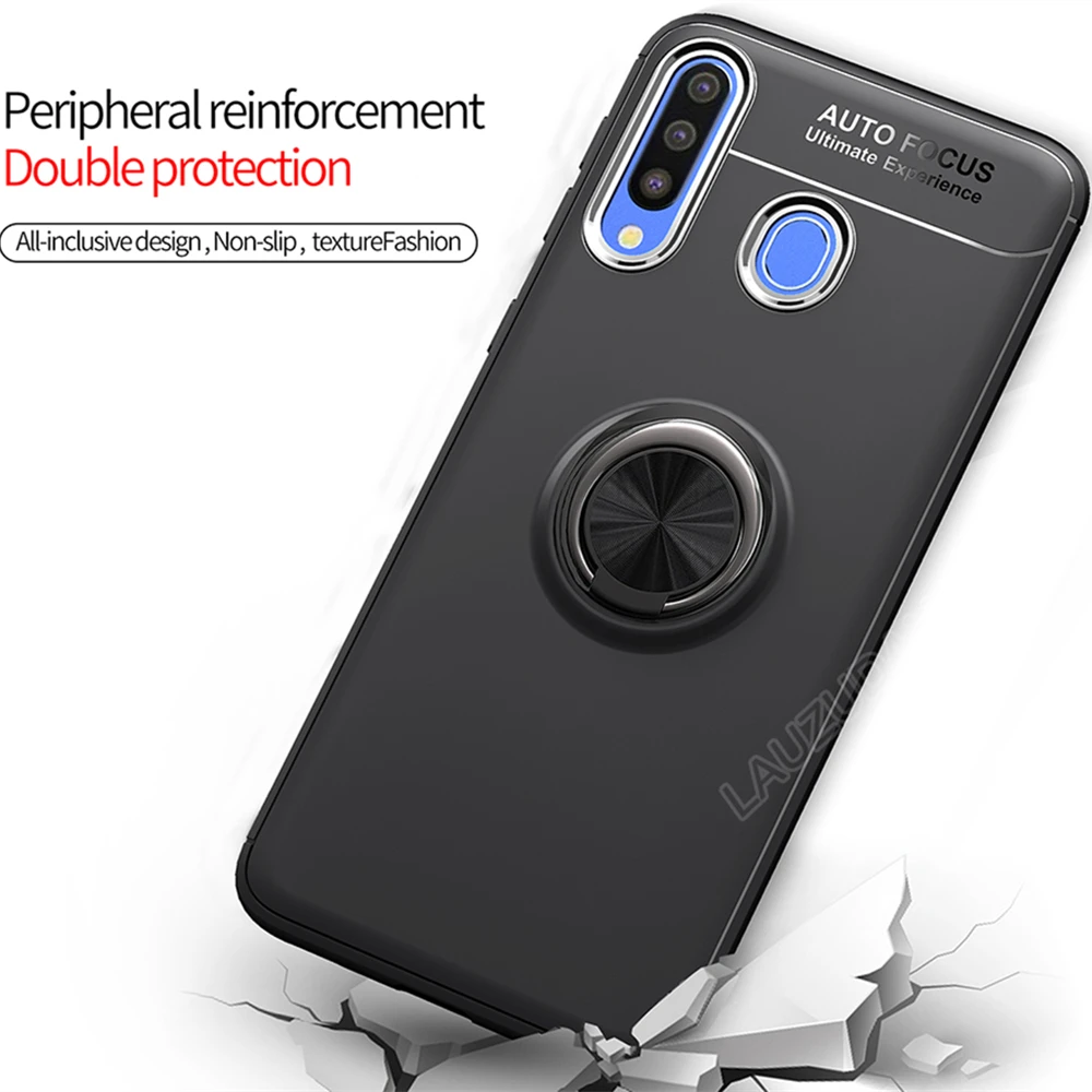 Luxury Shockproof Case For Samsung Galaxy A10 A30 A40 A50 A70 Bracket Ring Car Holder Matte Soft Silicone Cases Full Back Cover |