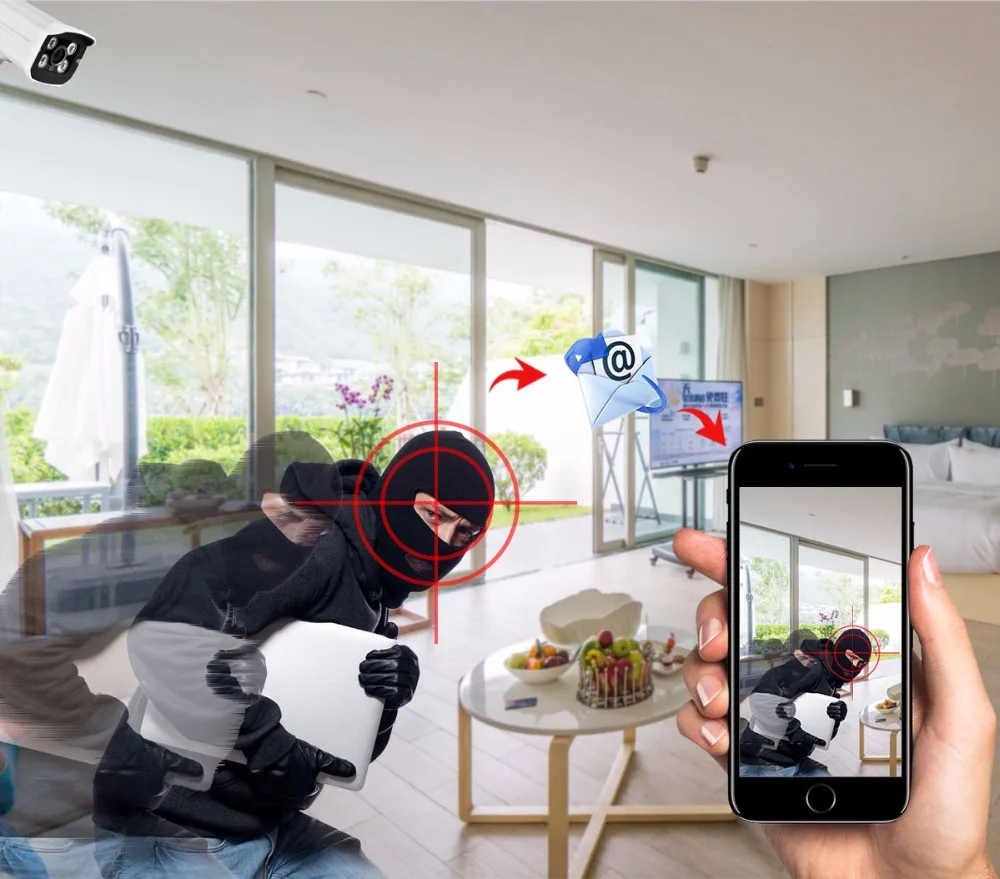 AZISHN безопасности POE IP Камера 5MP HD Пуля Крытый видеонаблюдения Водонепроницаемый