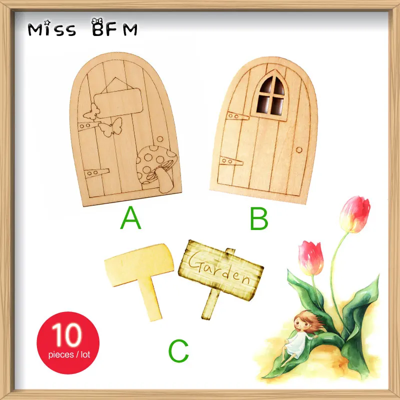 (10 шт./лот) деревянные миниатюрные сказочные садовые вывески Fab для дверей Elf