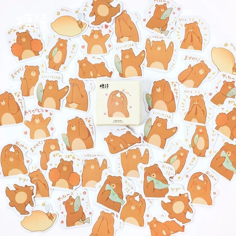 

45PCS/box Cute New Shy Bear Diary Paper Lable Stickers Crafts And Scrapbooking Decorative Lifelog Sticker DIY Lovely Stationery