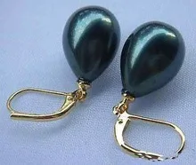 Прекрасный Изысканные 14 мм большая капля черный Южных морей оболочка жемчужные