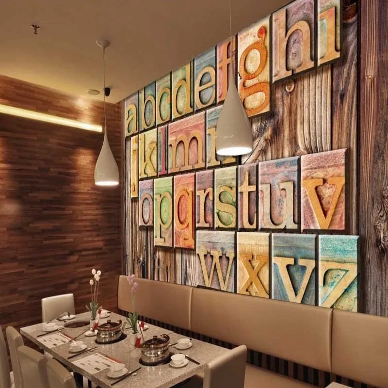 Фото обои на заказ Европейский стиль ретро деревянный металлический Английский