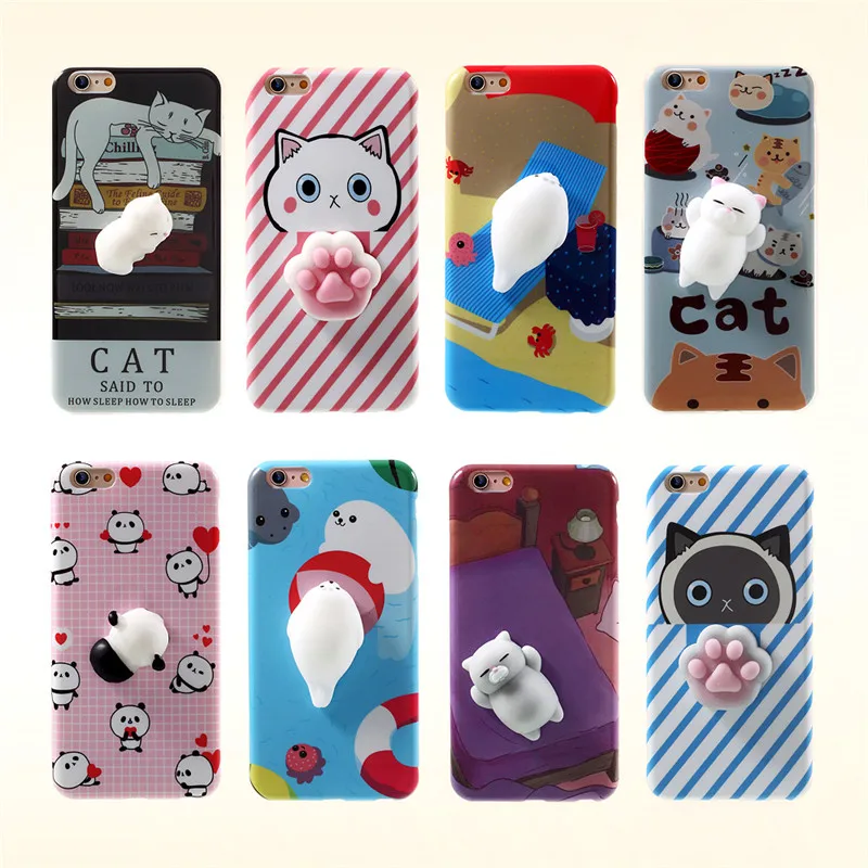 3D luxury Silicone Cartoon squishy Case for iPhone 6 6S Plus 7 case cover soft TPU new cute cat Cover 7+ funda |