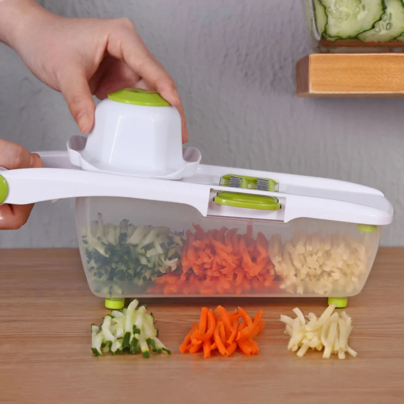 Мандолина Slicer регулируемая толщина с контейнерной коробкой Премиум кухонная