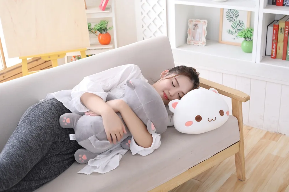 1 шт. 35/50/65 см Kawaii Лежа кошка плюшевые игрушки милый Кот кукла одежда с принтом с животными, мягкая подушка мультфильм подушки для детей Рождественский подарок