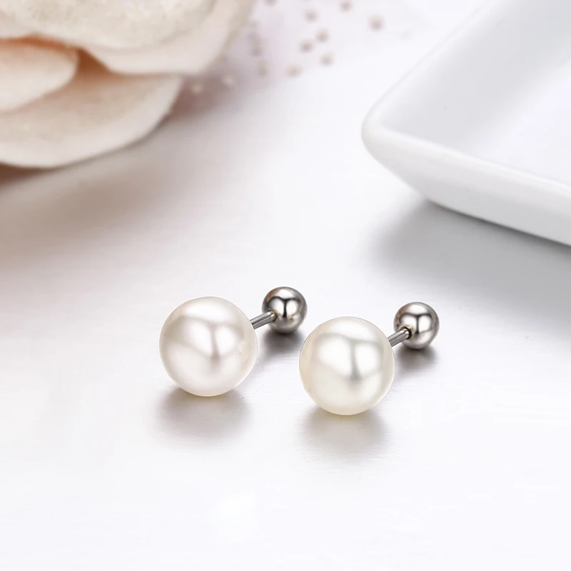 Женские серьги гвоздики из серебра 925 пробы с белым жемчугом|stud earrings|stud earrings for