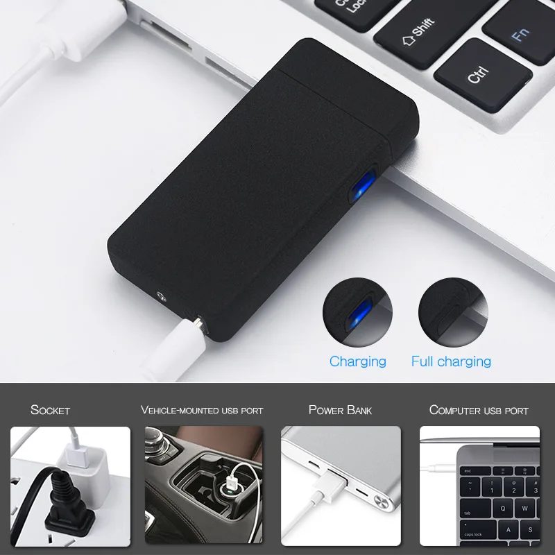Скраб поверхность usb зарядка Электронная зажигалка для мужчин и женщин