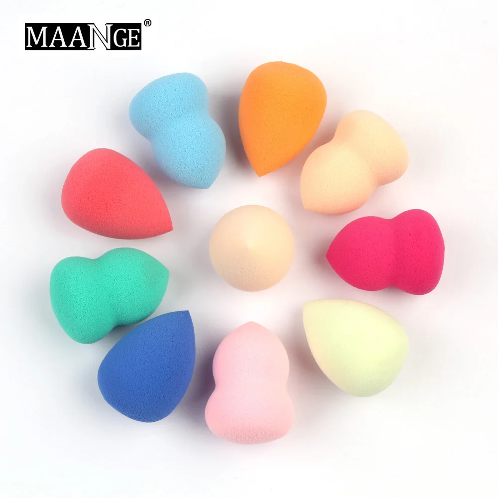 MAANGE 10Pcs/set Cosmetic Makeup Puff Foundation Sponge Powder Smooth Make Up Facial Beauty Tools Random Color |