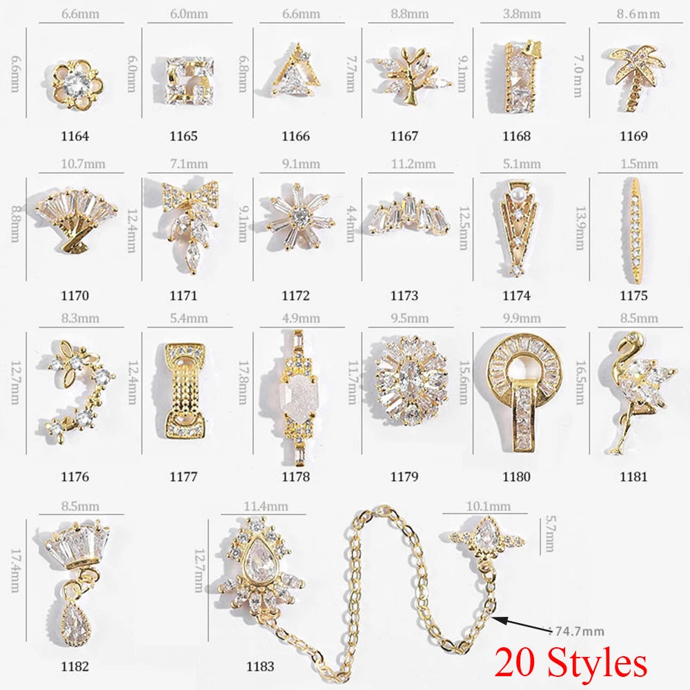 5 шт./компл. роскошные циркониевые Стразы для ногтей 3D сплав цепочки цветок дерево