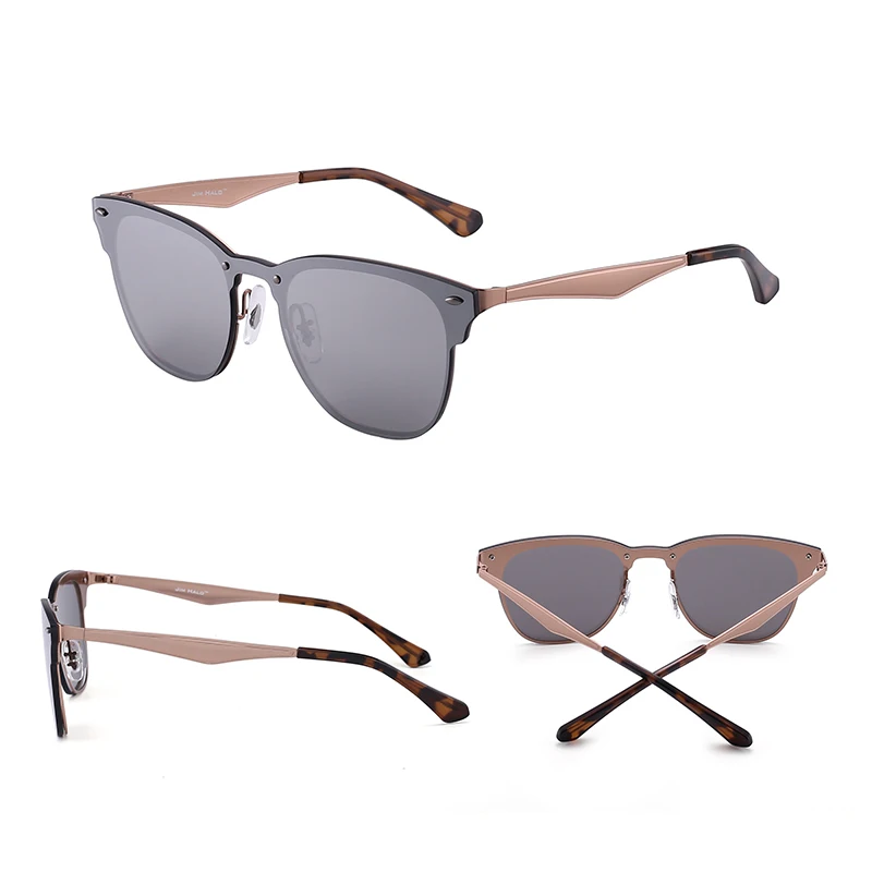 JM зеркальные цельнокроеные солнцезащитные очки без оправы металлические