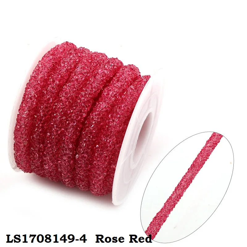 rose red 1 1 ярд, цветные полимерные полые Стразы для шлангов, шнур для браслетов DIY, аксессуары для ювелирных изделий, вечерние украшения для рукоделия - Цвет: rose red 1