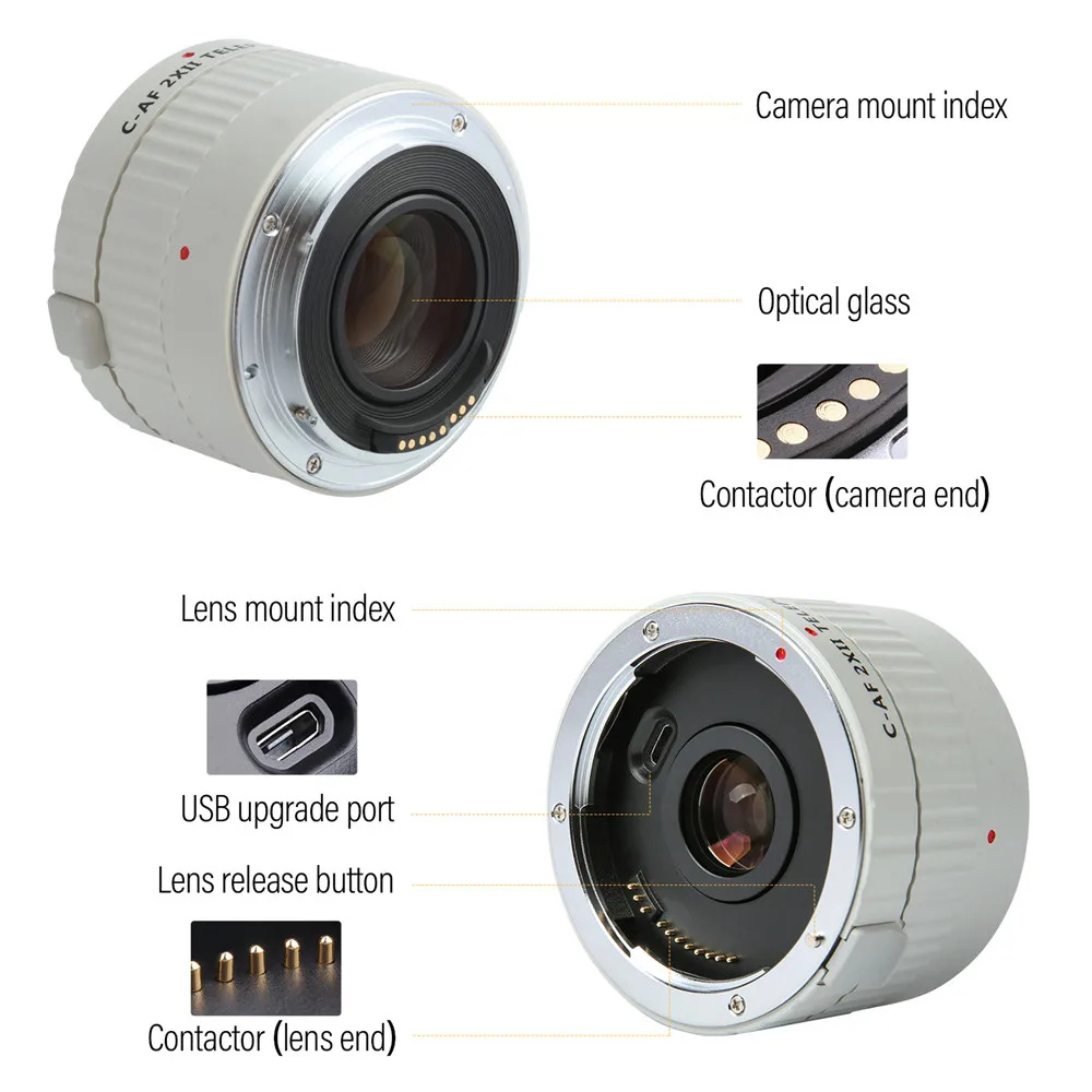 Viltrox C AF 2X II удлинитель телеконвертера с автофокусом для Canon EOS EF объектив 5D 7D 1200D 760D