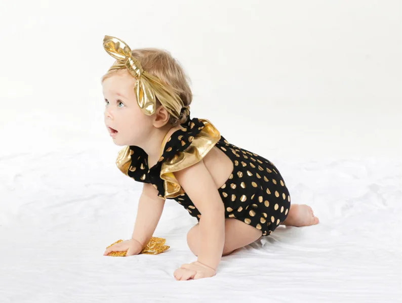 Комбинезон в горошек для новорожденных с бантом на голову | Детская одежда и