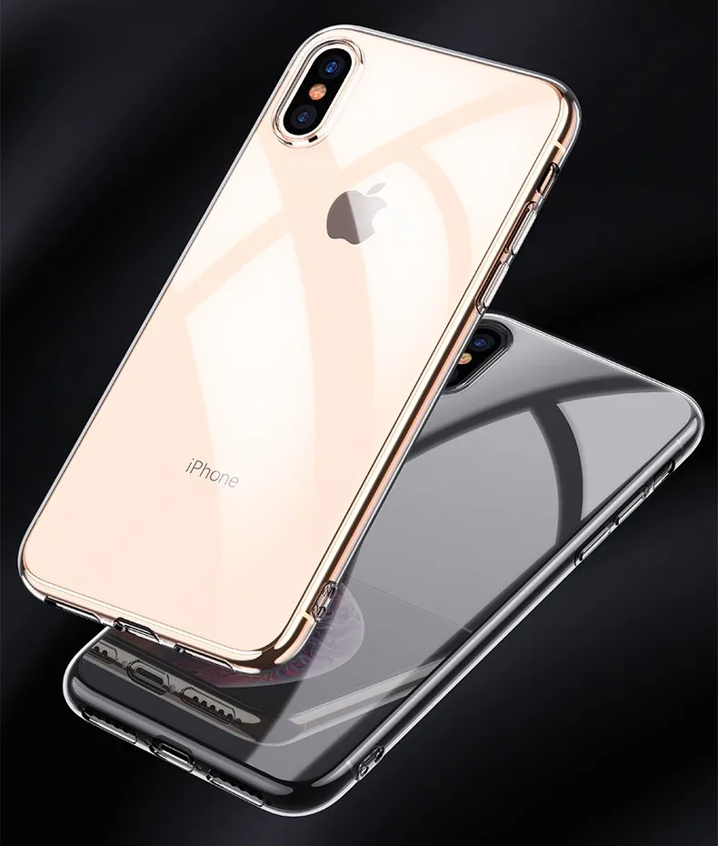 Прозрачный ТПУ чехол для iPhone X XS XR Max 8 7 6 S Plus 5/5s/SE мягкий силиконовый прозрачный