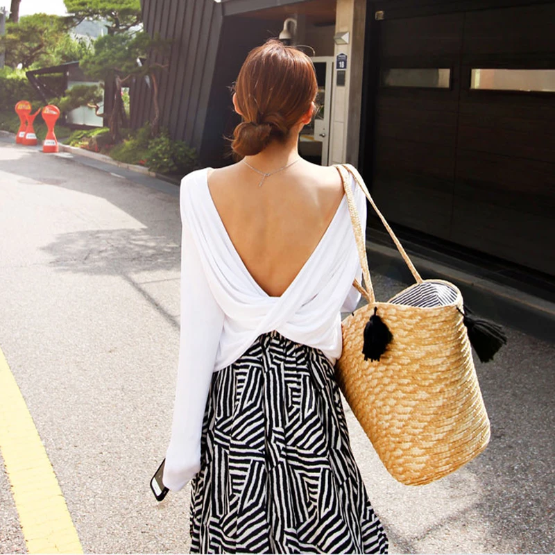 Женская футболка с длинным рукавом однотонная облегающая перекрестными