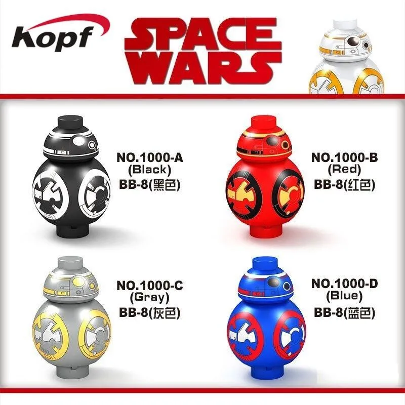 Wars Робот мини BB8 BB-8 с черный красный серый синий Цвет R2D2 с подносом R3-D5 строительные блоки Детский подарок игрушки D1000